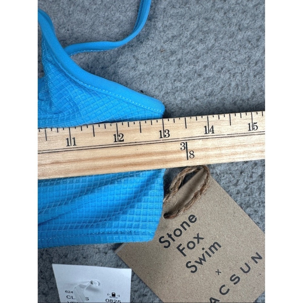 Stone Fox Swim x PacSun Bikini Top Women S Blue Ribbed Bralette Scoop Neck NWT - Picture 10 of 14
